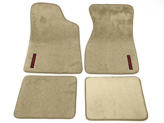 Floor Mats, Carpet, Cut Pile Nylon, Light Pewter, W/ Red *Cobra * Text, Repro, Nibbed Backing For Non-Slip Design
