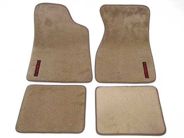 Floor Mats, Carpet, Cut Pile Nylon, Ebony, W/ Red *Cobra * Text, Repro, Nibbed Backing For Non-Slip Design
