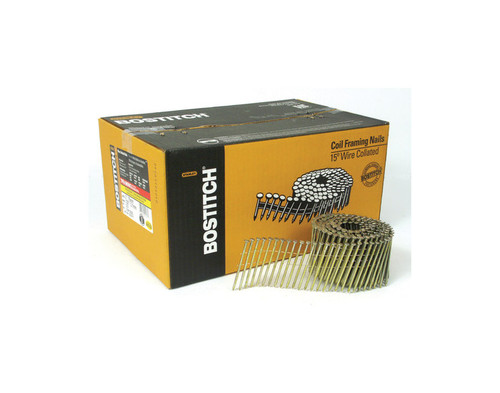 BOSTITCH 15 degree Coil Framing Nails - 3 in - Steel - Diamond Point