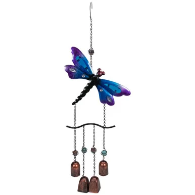 Melodic 24″ Purple and Bronze Dragonfly Garden Windchime – Serene Outdoor Décor
