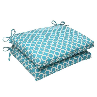 Moroccan Mosaic Patio Squared Seat Cushions – 18.5″ – Blue and White – Set of 2