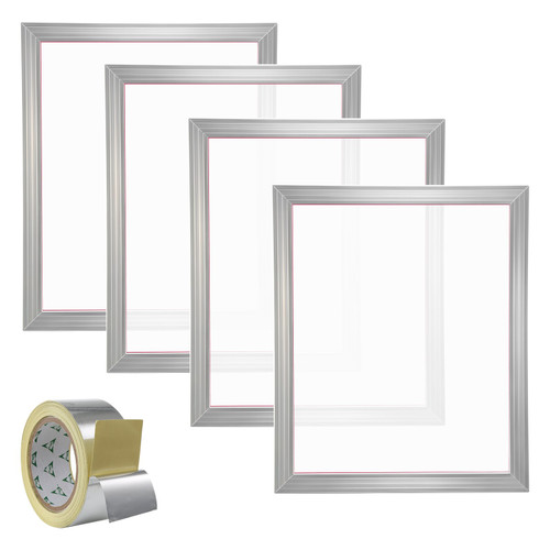 Screen Printing Kit, 4 Pieces Aluminum Silk Screen Printing Frames, 20x24inch Silk Screen Printing Frame with 355 Count Mesh, High Tension Nylon Mesh and Sealing Tape for T-shirts DIY Printing