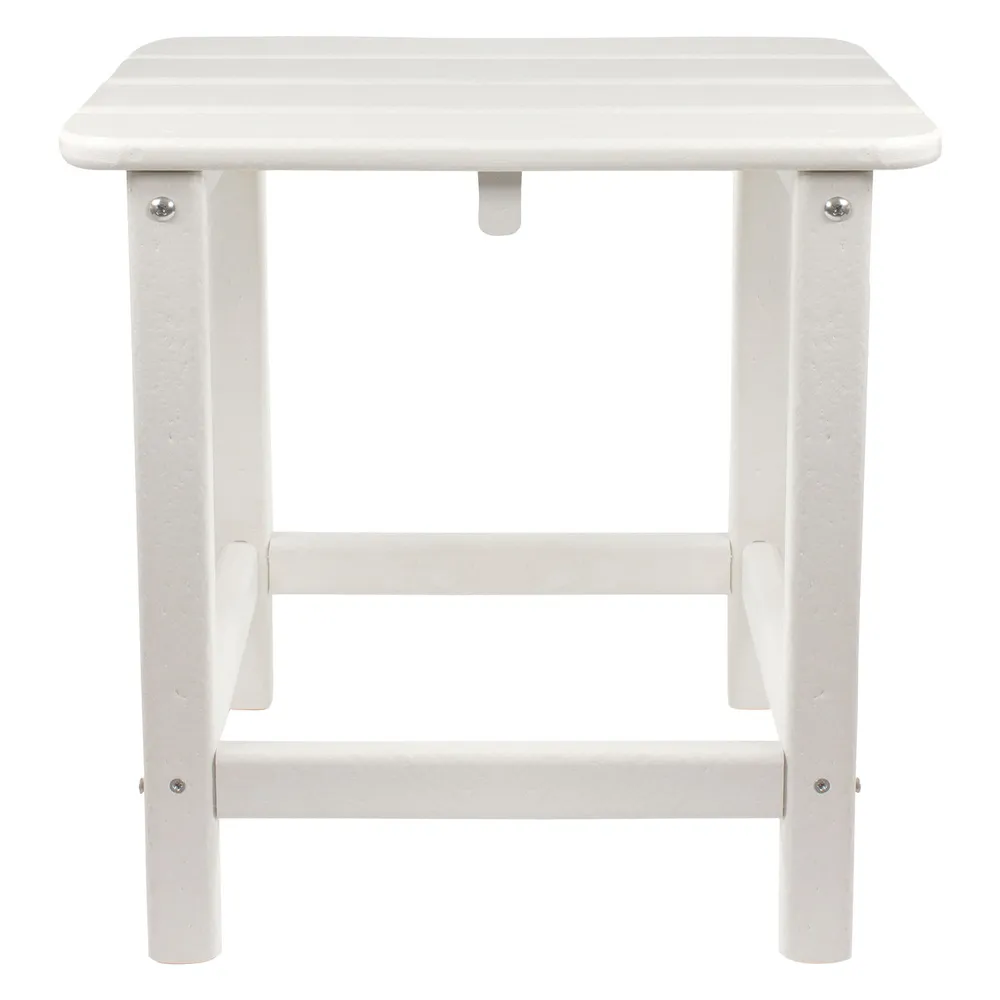 All Weather Recycled Plastic Outdoor Side Table, White