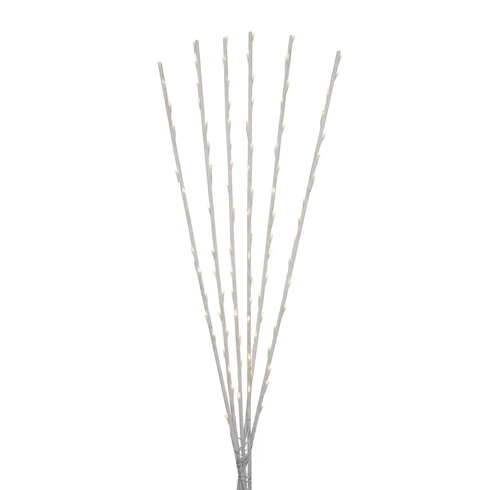 Set of 6 Branch Spray Christmas Pathway Markers – 8 ft, Warm White LED Lights
