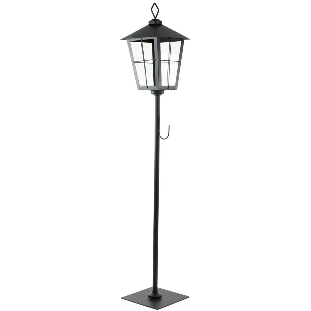 43.75″ Matte Black Candle Lantern with Wreath Holder