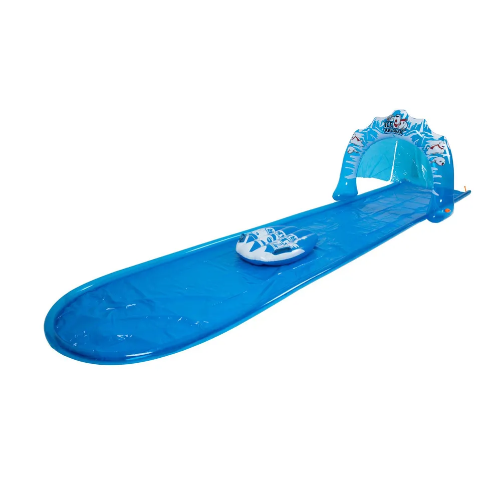 Beat the Heat with a 16′ Blue and White Inflatable Ice Breaker Lawn Water Slide – Perfect Summer Fun!