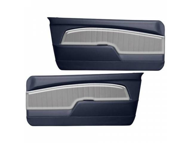 Door Panels, Sport Deluxe, Dark Blue with Brushed Aluminum Vinyl Insert