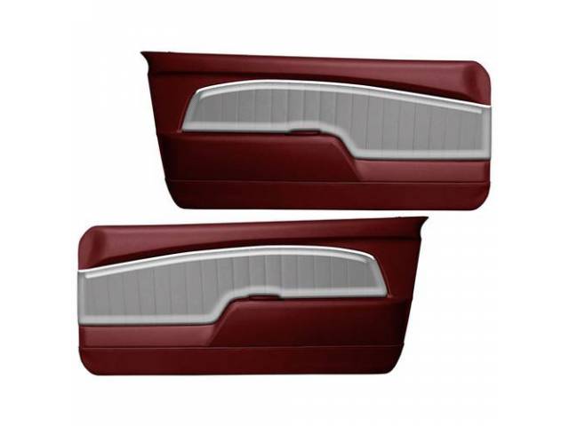 Door Panels, Sport Deluxe, Red with Brush Aluminum Vinyl Insert
