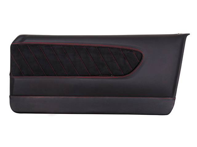Door Panels, Sport R, matte Black Vinyl with Charcoal Black UniSuede Inserts, Red Stitching