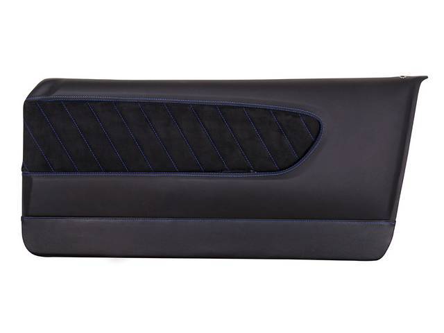 Door Panels, Sport R, Matte Black Vinyl with Charcoal Black UniSuede Inserts, Blue Stitching