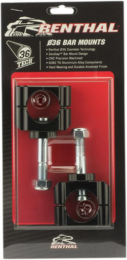 Renthal 36Tech Bar Mount 0mm Offset Black CL053