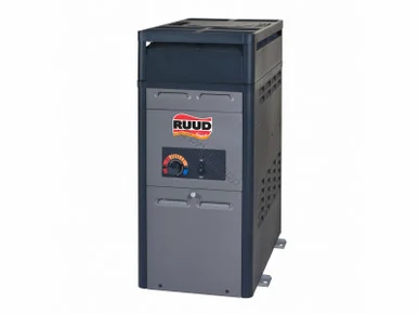 Ruud P-D106A Analog Above-Ground Pool/Spa Heater; 0-4999 ft Elevation, 105000 BTU, Natural, Copper Tubing