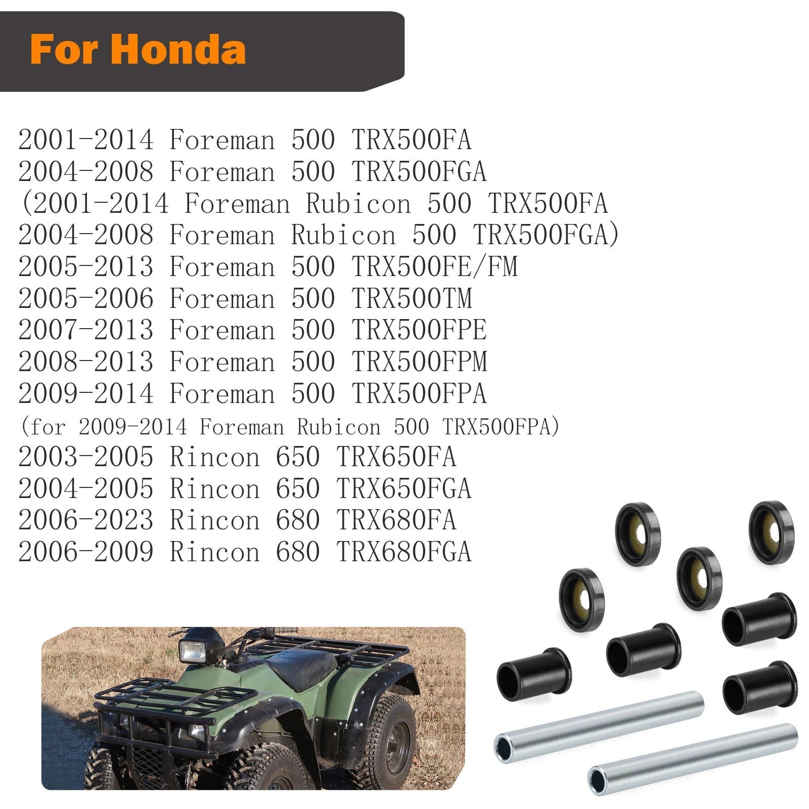 Front Upper A Arm Bushing Kit for Honda Foreman 500 TRX500FPM (2008–2013)