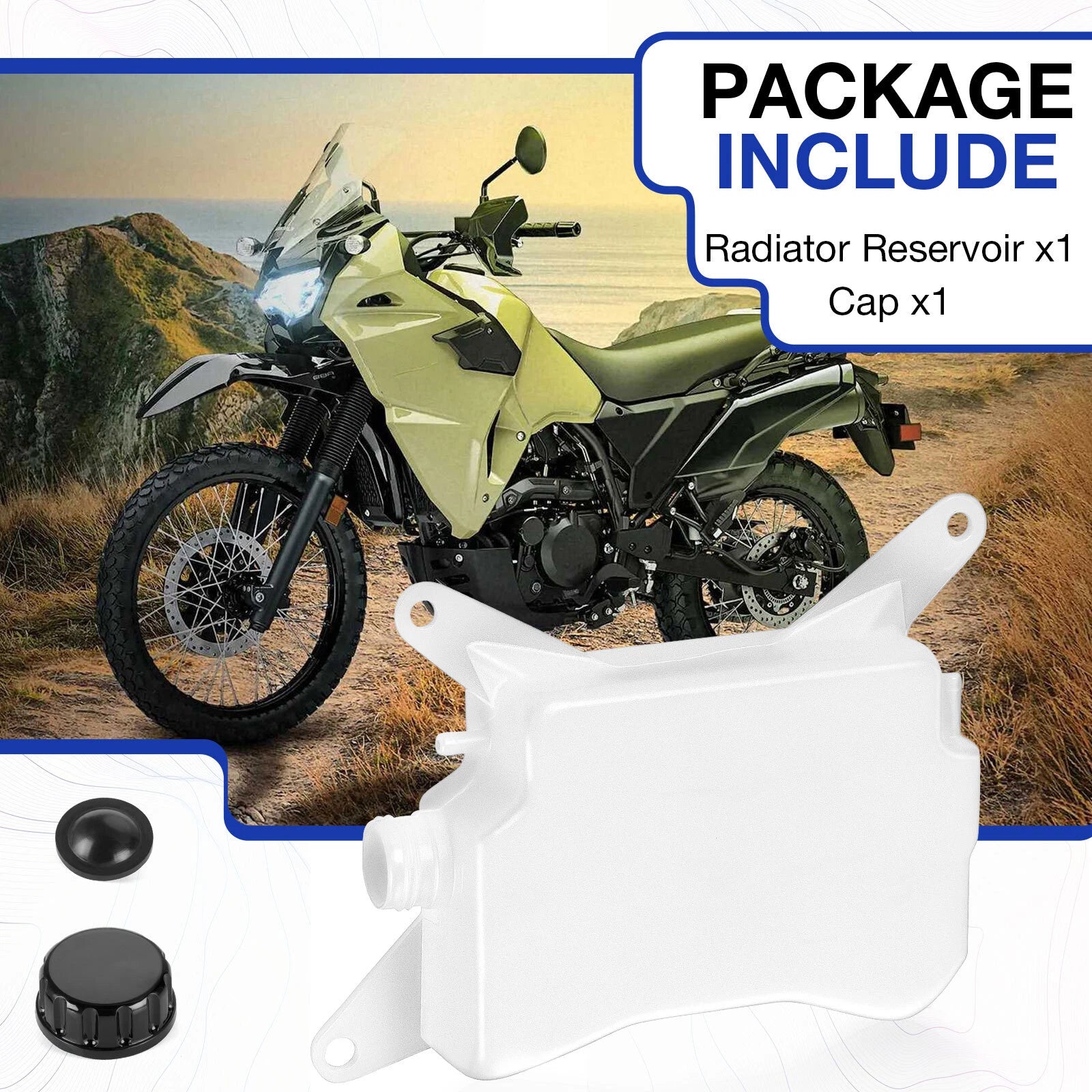 Radiator Reservoir & Cap Kit for Kawasaki KLR650 Tengai KL650B (1987–2010)
