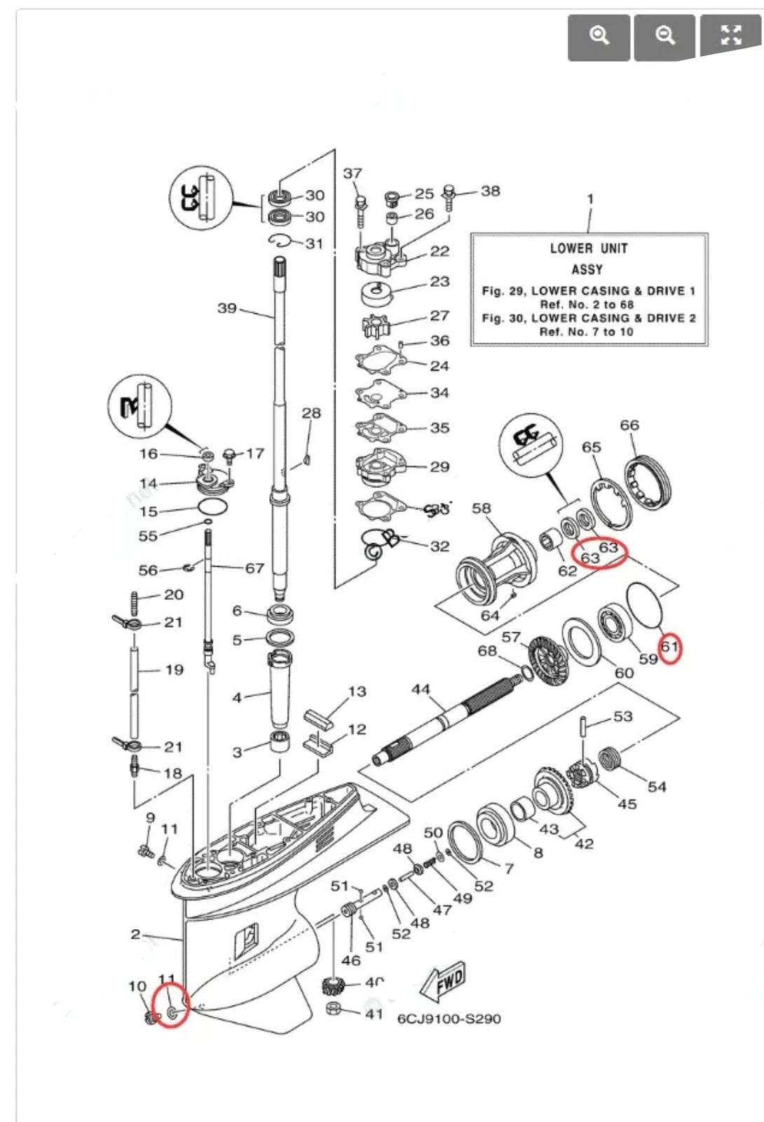 Lower Unit Gearcase Seal Kit for Yamaha 4Stroke Outboard (93101-25M03, 90430-08003)