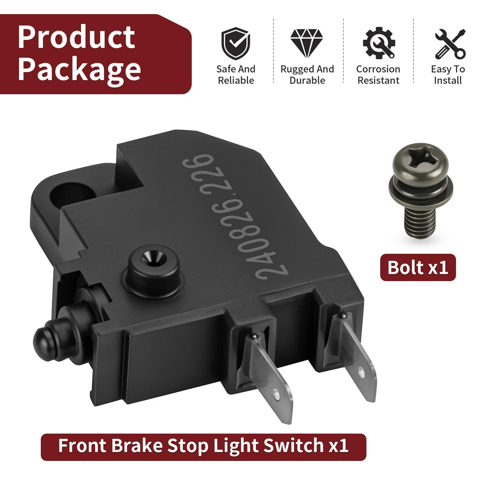 Front Brake Stop Light Switch w/ Bolt for Yamaha FZ-07 FZ-09 (2014–2017)