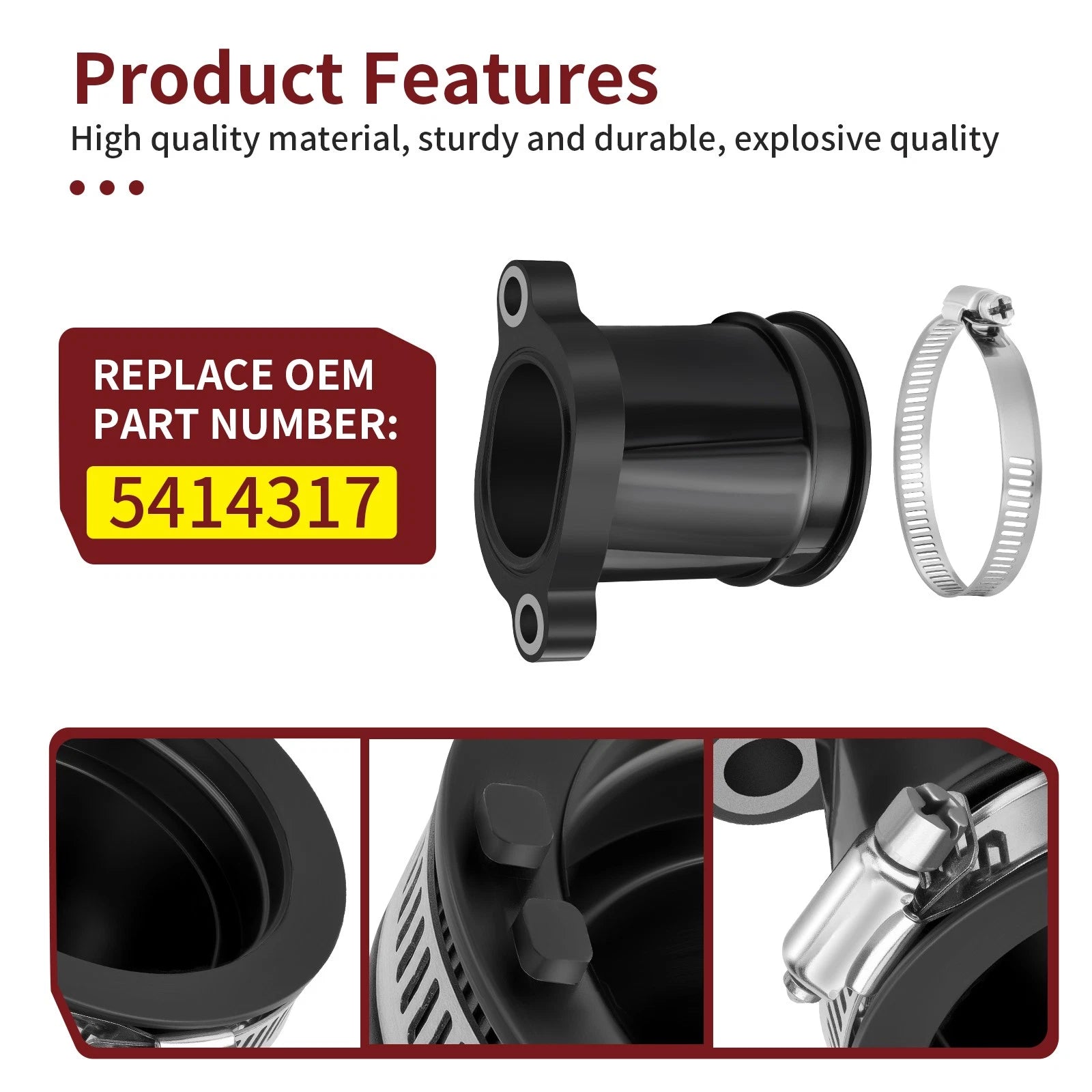 Throttle Body Intake Manifold Boot + Clamp 5414317 for Polaris RZR 570 (2012–2016)