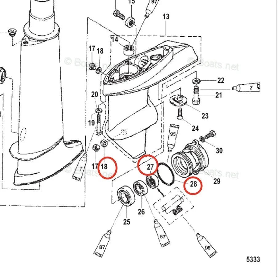 Lower Gearcase Seal & O-ring Kit 26-16130 25-16131 for Mercury Outboard