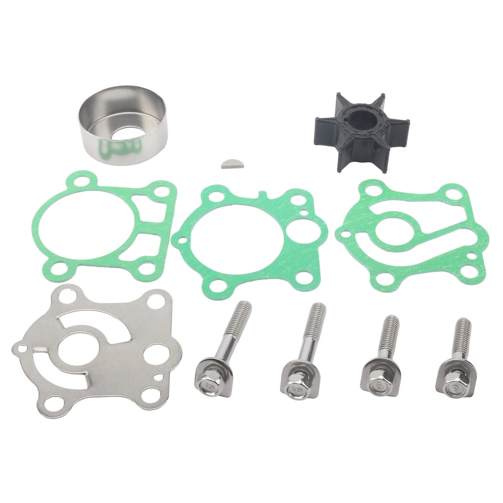 Water Pump Impeller Repair Kit for Yamaha 2-Stroke 25 30 HP Outboard (6J8-W0078-A1)