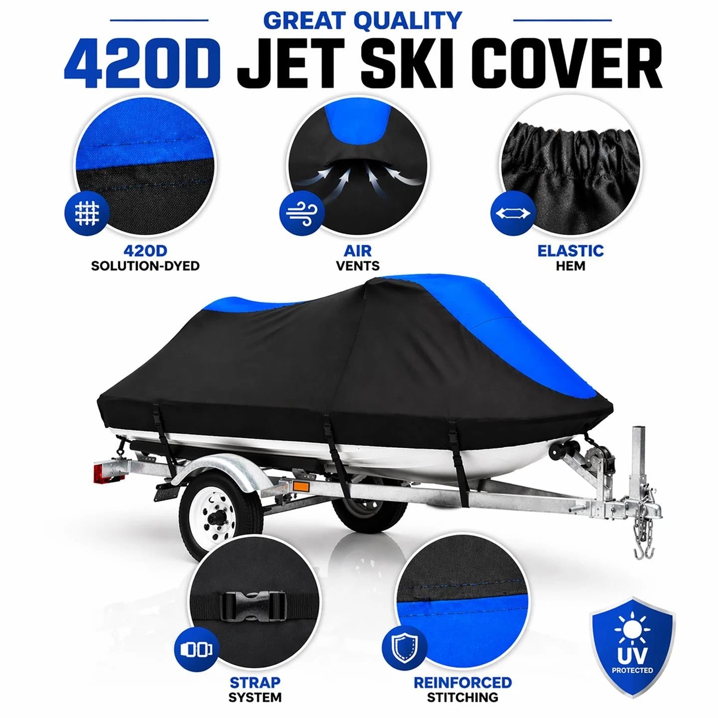 Jet Ski Cover for SeaDoo GT (1990–1991) 420D PWC Watercraft