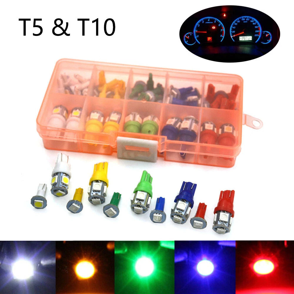 40Pcs T5 T10 LED Light Bulbs for Universal Cars (12V)