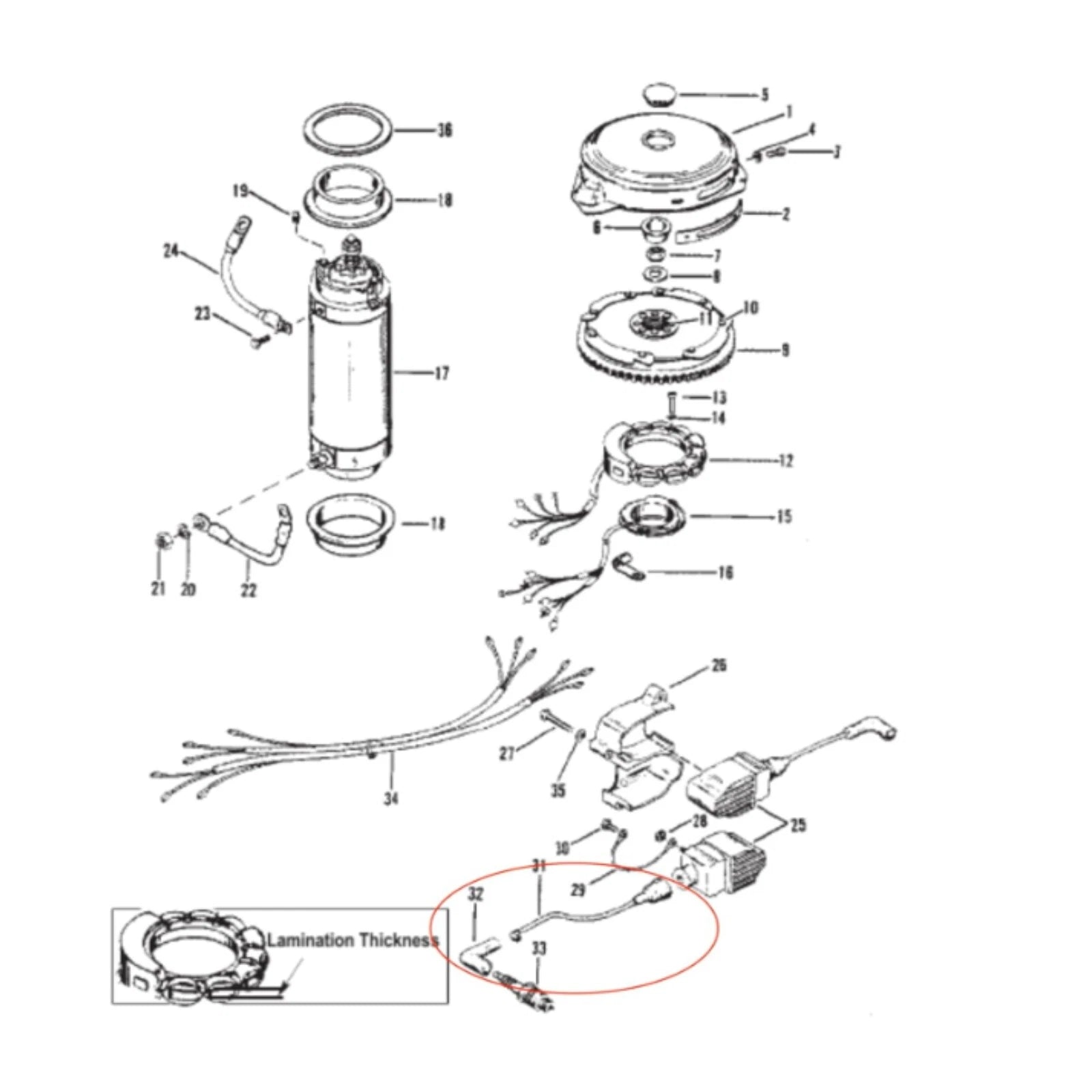 Spark Plug Wire for Mercury 150-175-200HP (813715A1, 90816A25, 93475A25)