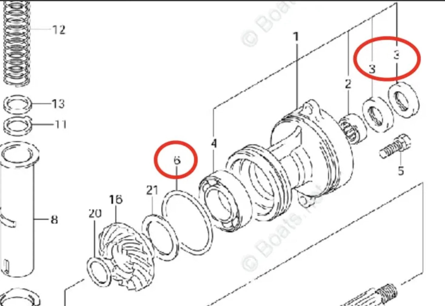 Lower Gearcase Oil Seal Kit for Suzuki DF35 DF40 DF50 DF60 09289-22007 09168-10022