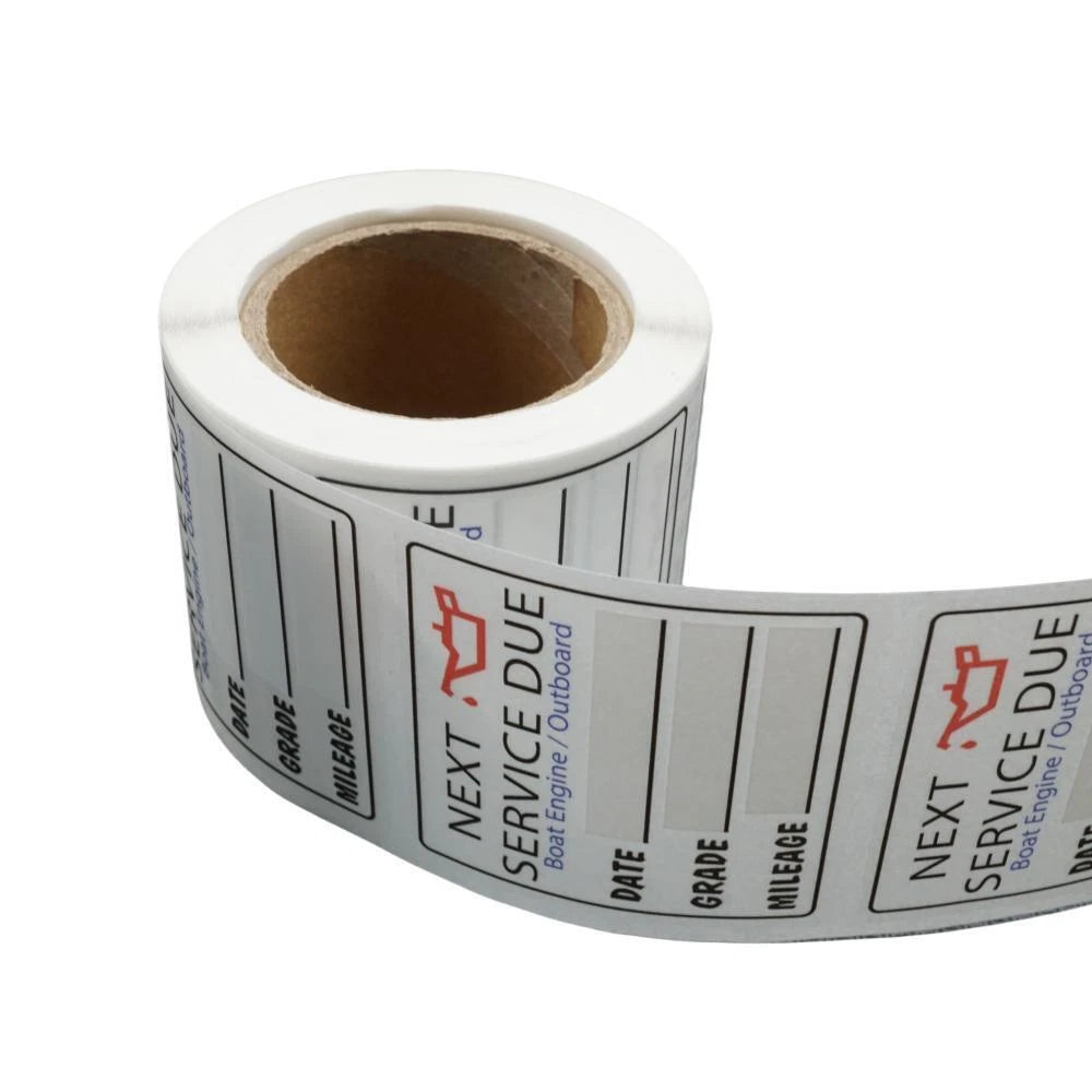 Oil Change Sticker for Outboard (2x2 Inches) - Next Service Due Reminder