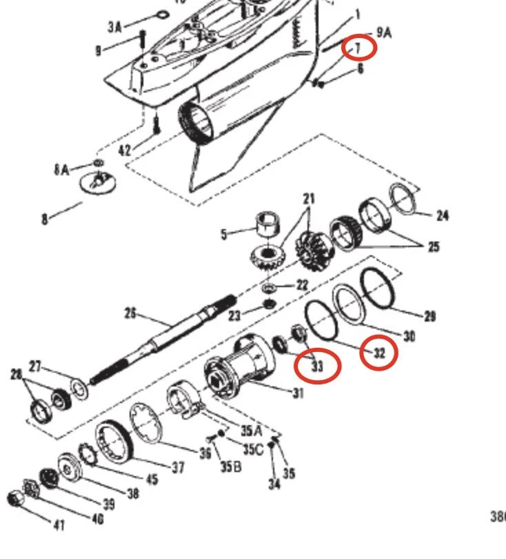 Lower Gearcase Oil Seal Kit 93101 08003 for Mercruiser (26-76868, 48451, 8M0058390)
