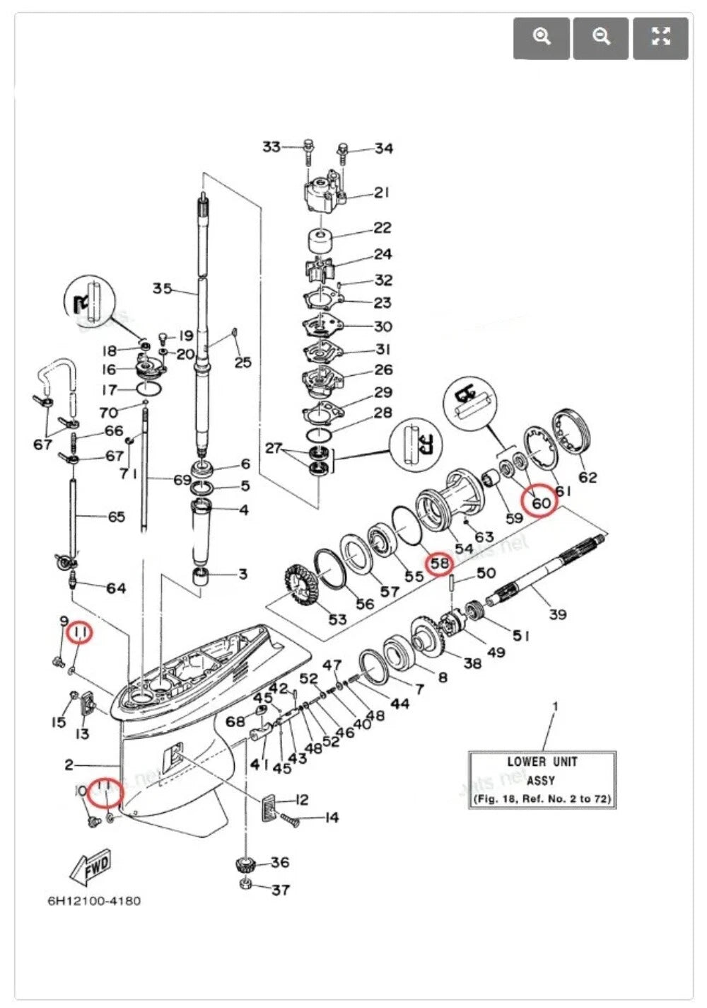 Lower Unit Seal Kit for Yamaha 75-90 HP (2-Str) (93101-25M03, 93210-85M97)