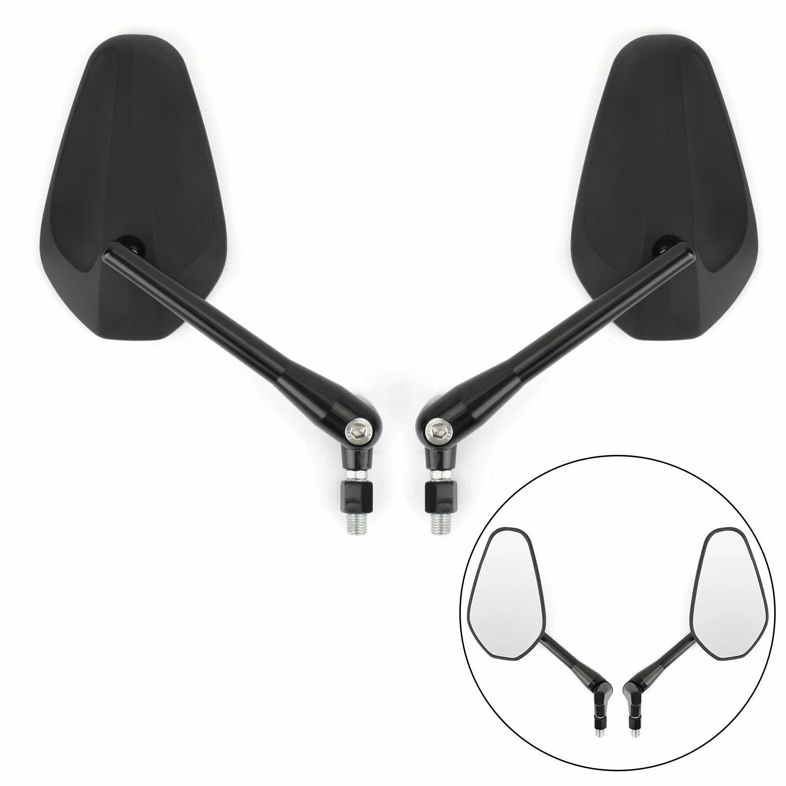 Pair M10 Rearview Mirrors for Motorcycle Universal (Custom Cruiser, Cafe Racer)