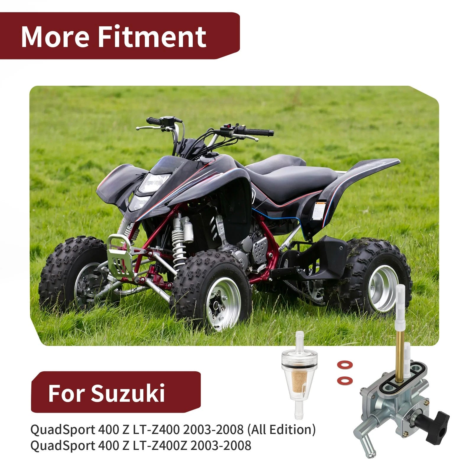 Fuel Petcock Valve Kit for Suzuki Quadsport Z400 LTZ400 (2003–2008)