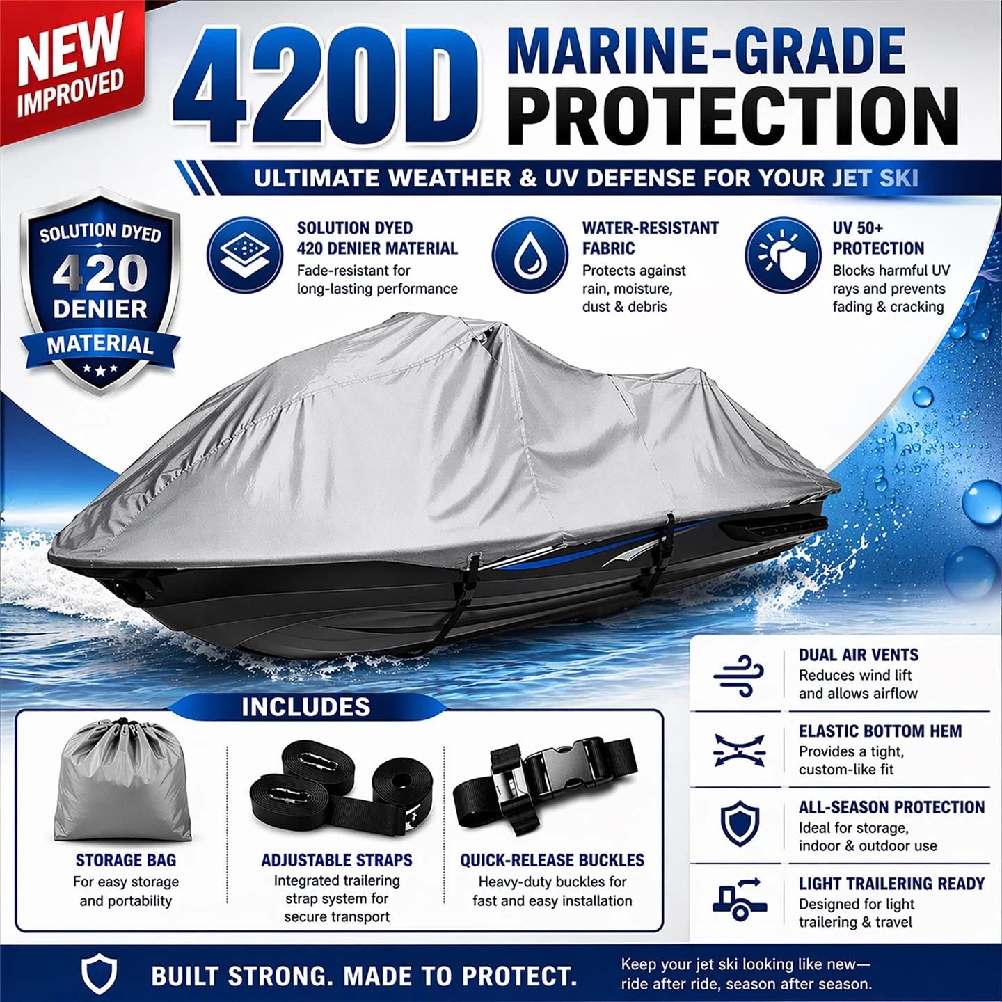 Jet Ski Cover for Sea Doo Bombardier GTX (2001) - Trailerable