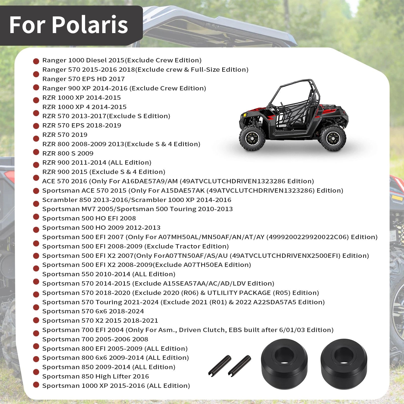 Secondary Clutch Rollers Pins for Polaris RZR XP 1000 (2014–2023) #5434534 #3234197 #3235093