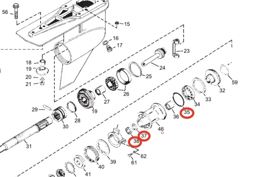 Lower Gearcase Propeller Shaft Oil Seal for Mercruiser (W/O-ring 26-14077, 26-12224)