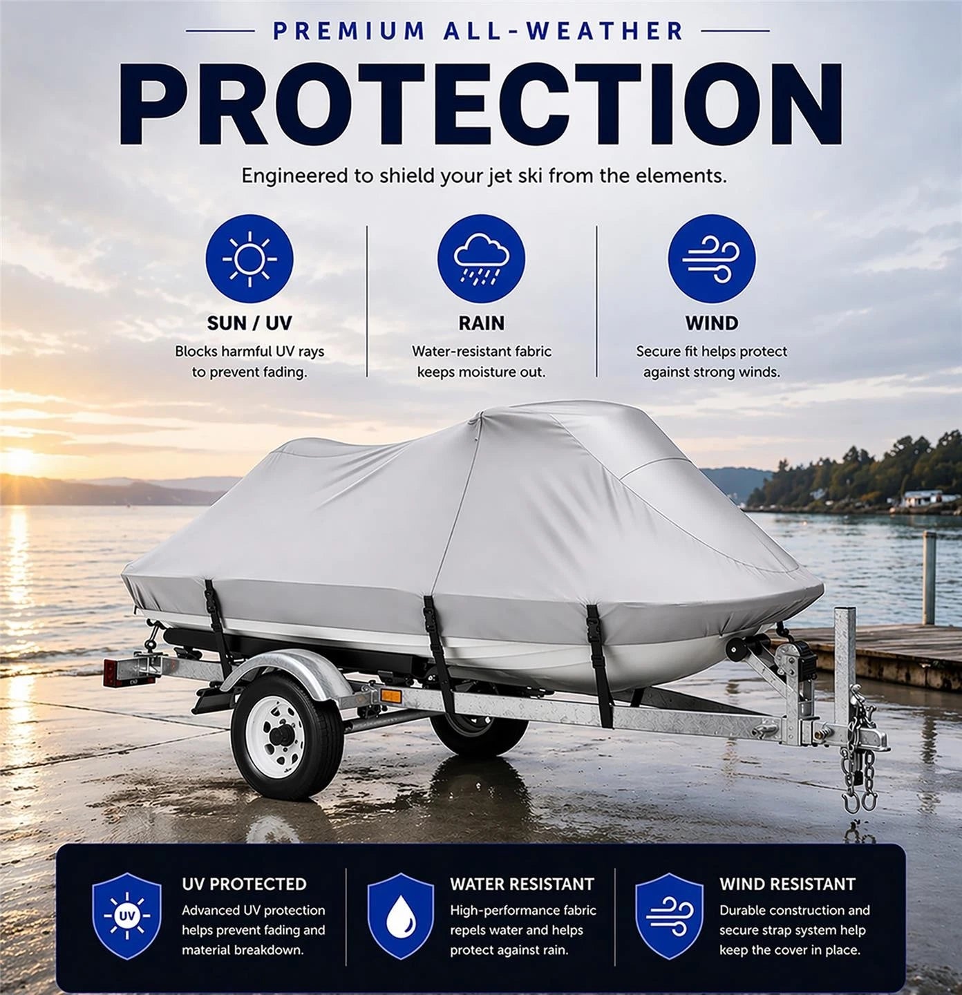 Jet Ski Cover for Bombardier Sea Doo XP 800 (1995) - 420D UV Reflective