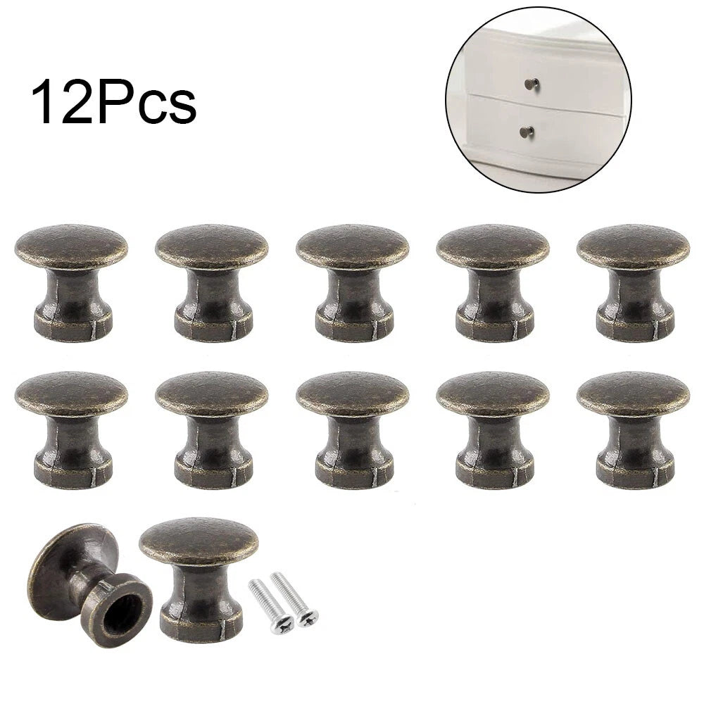 12Pcs Zinc Alloy Antique Furniture Pull Handle Knob for Cabinets & Drawers