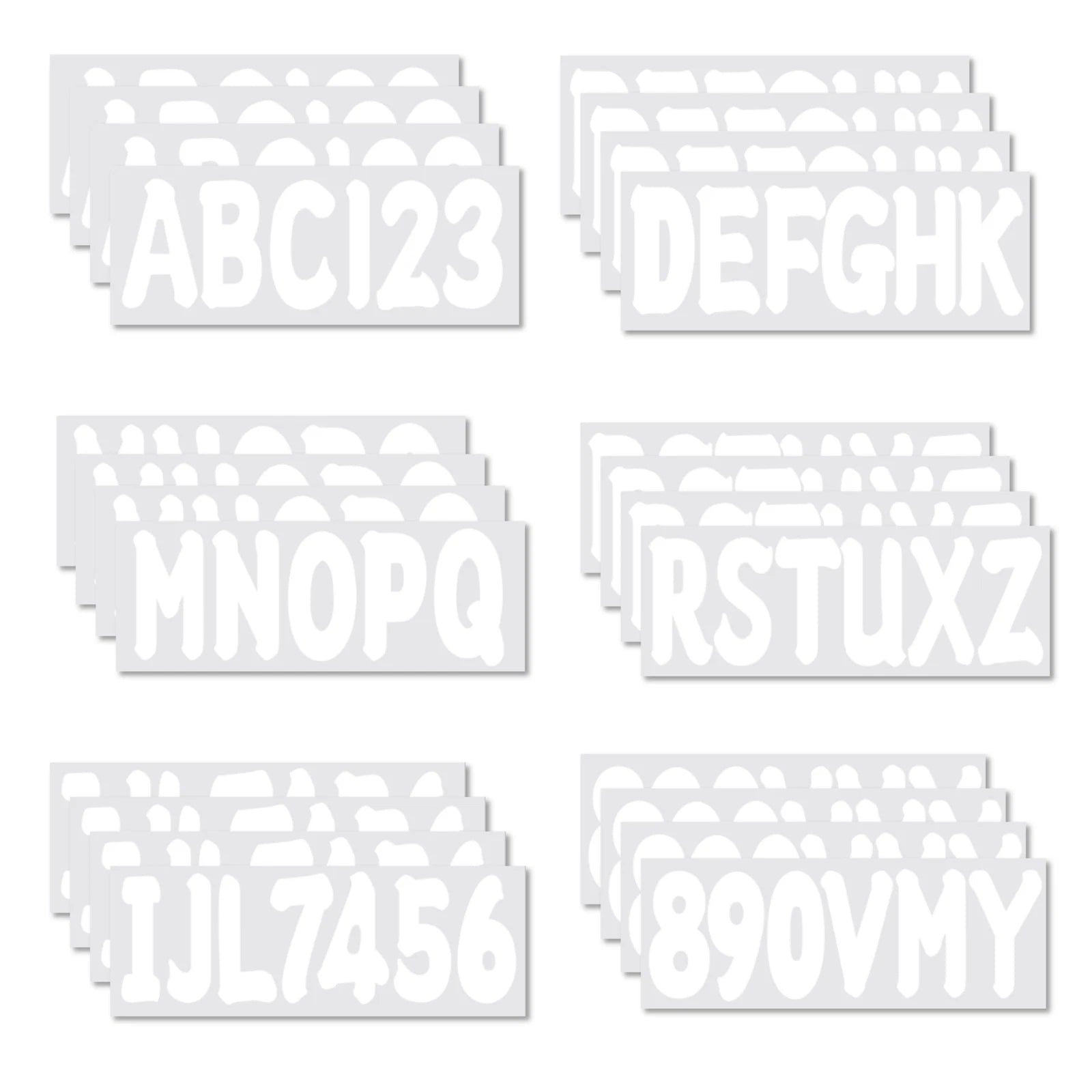 Set of 4 Custom Boat Registration Decal Stickers A-Z & 0-9 White