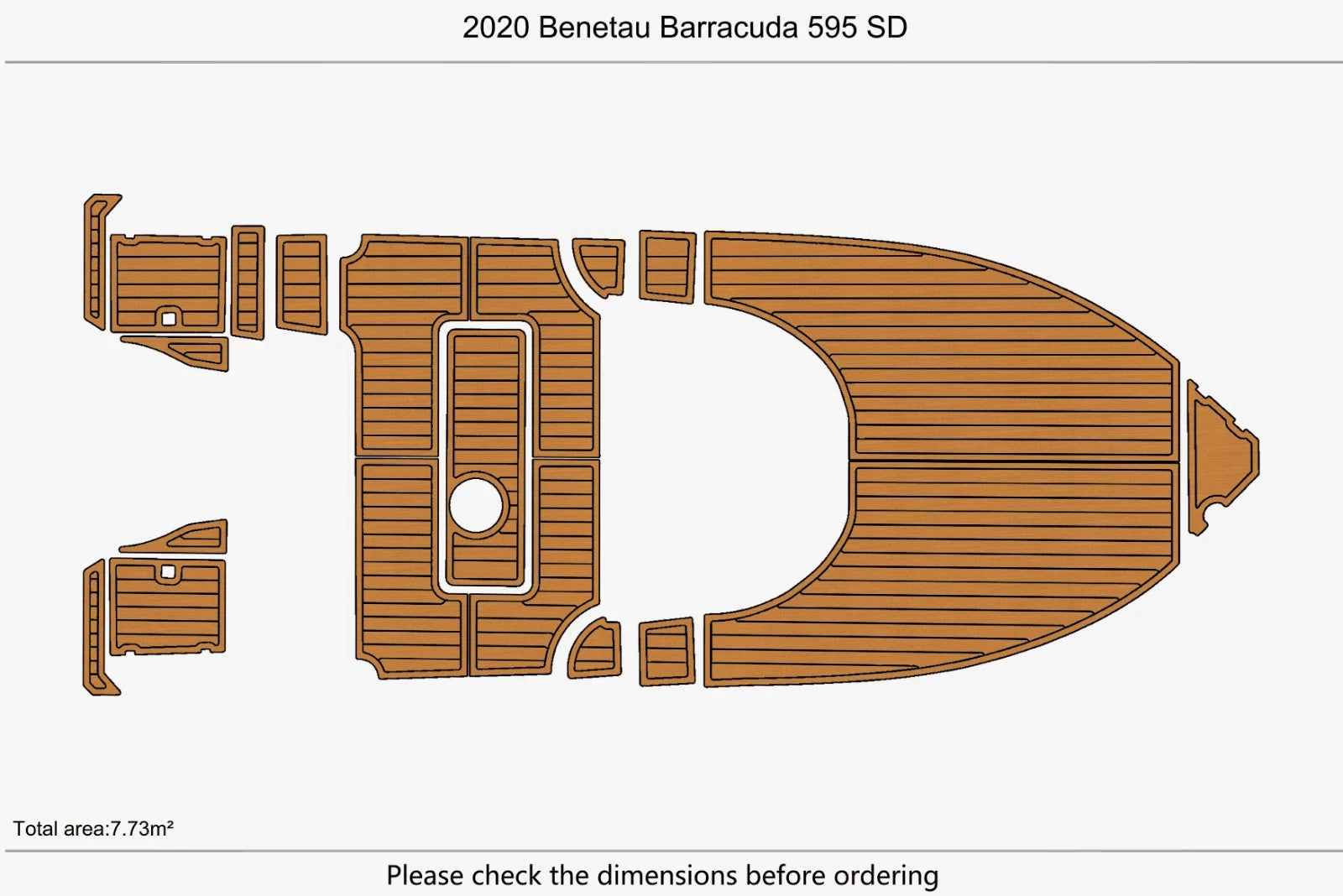EVA Pad Teak Deck Flooring for Benetau Barracuda 595 SD (2020)