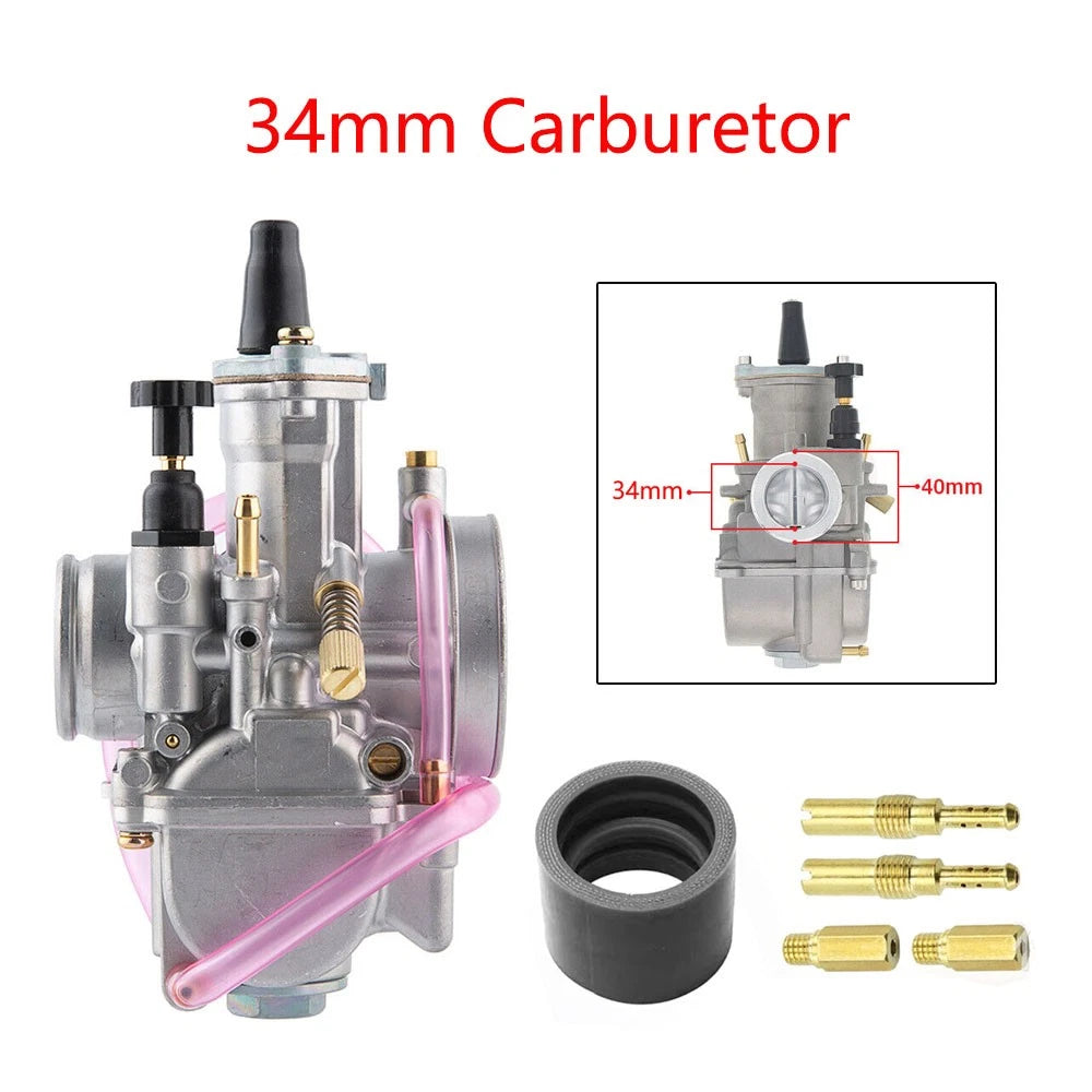 34mm Carburetor for PWK34 Keihin KOSO OKO ATV Go Kart Dirt Pit Bike 250-350cc
