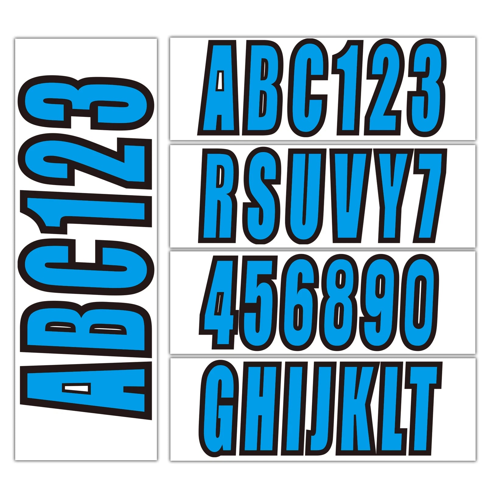 Set of 4 Custom Boat Registration Numbers Decal Stickers A-Z 0-9 Blue