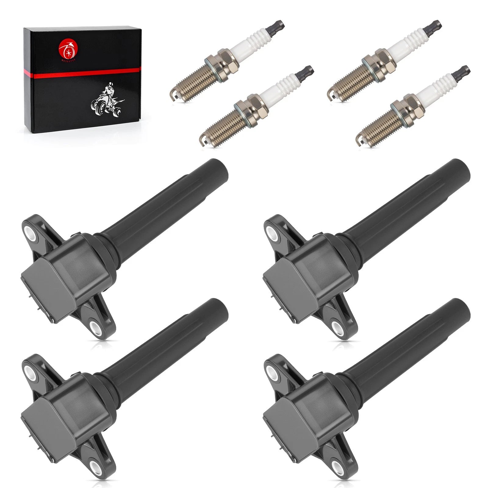 Set of 4 Ignition Coils & Spark Plugs for Yamaha SAT1800 RM1800 SH1800 XBT1800 UX1800