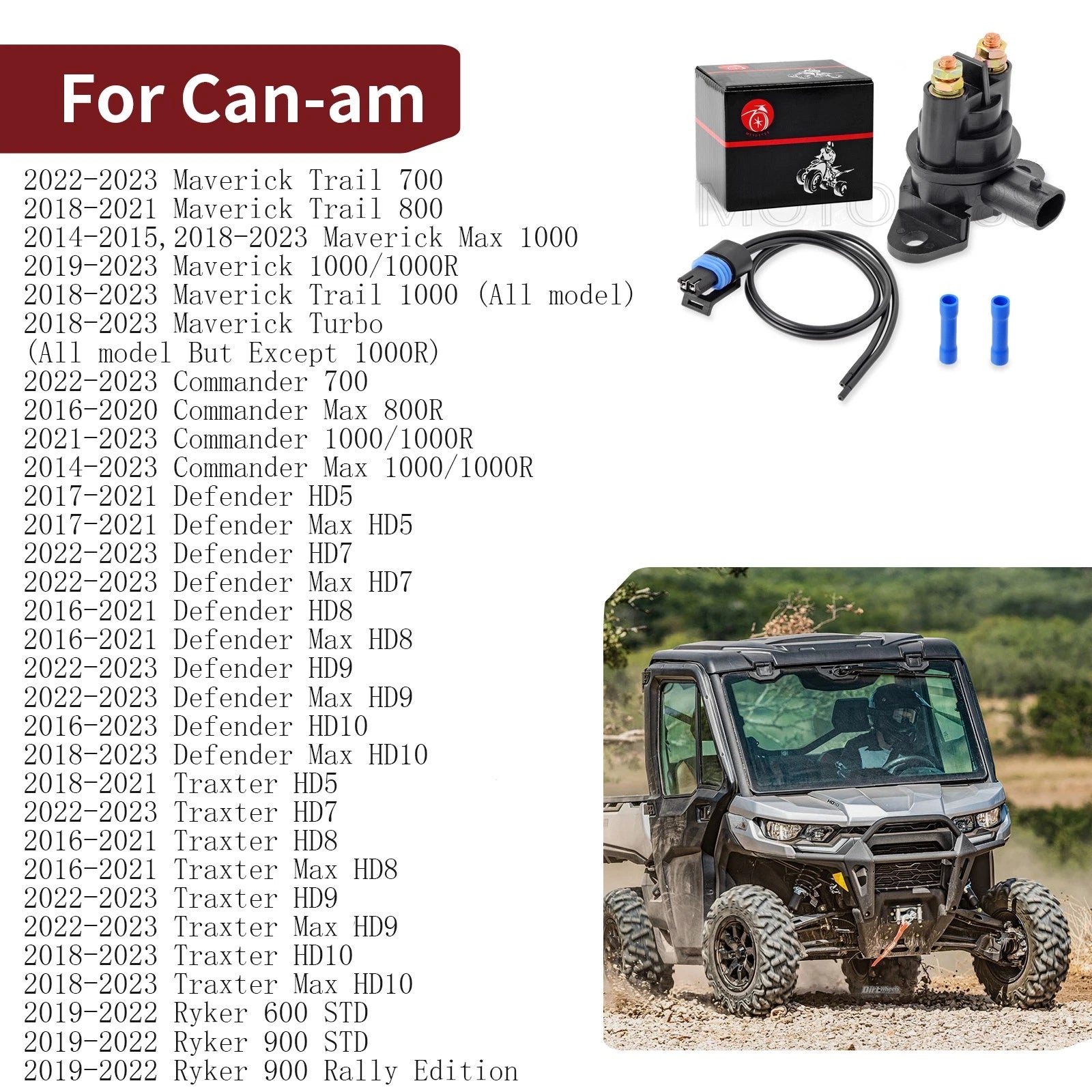 Relay Solenoid & Plug for Can-Am Maverick Trail Commander Ryker (2018–2023)