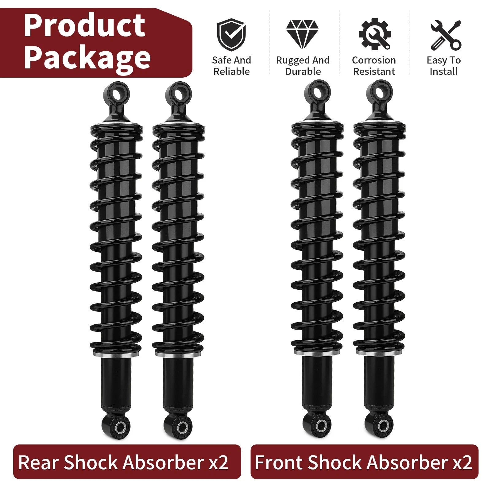 Set of 2 Front & Rear Shock Absorbers for Honda Foreman 500 4x4 ES (2005–2011)