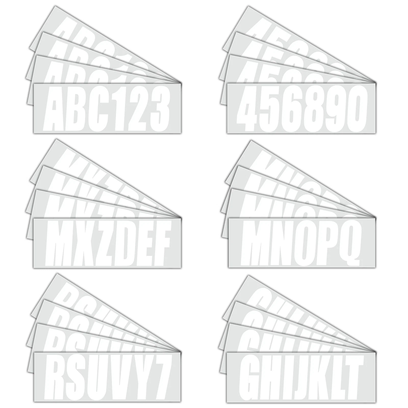 Set of 4 White Decals for Boat Registration Letters A-Z & Numbers 0-9