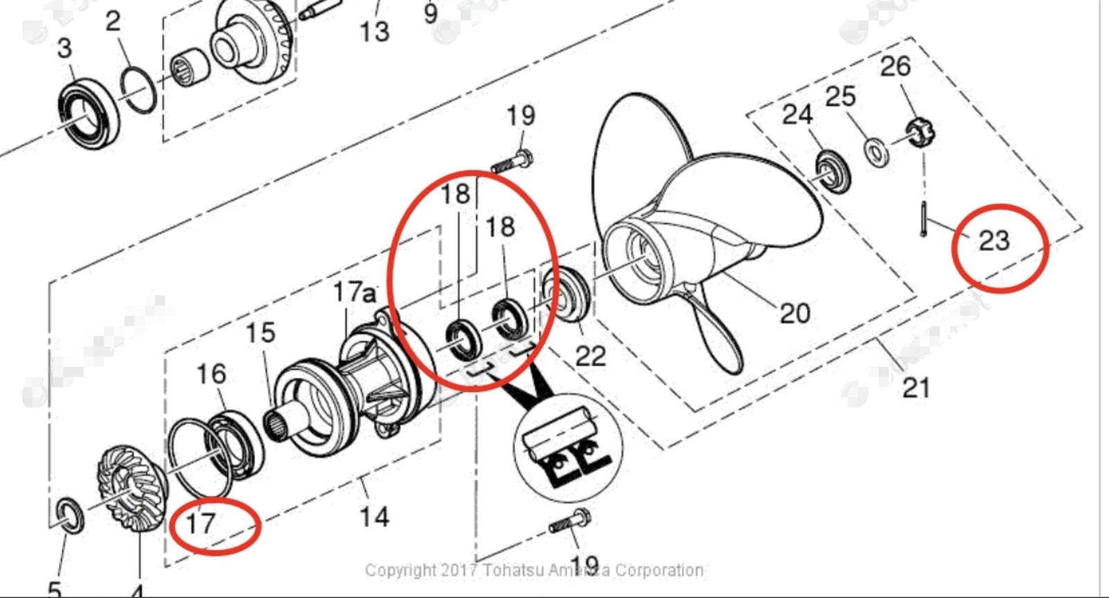 Lower Gearcase Propeller Shaft Oil Seal for Tohatsu (3F3602230, 3KY601030)