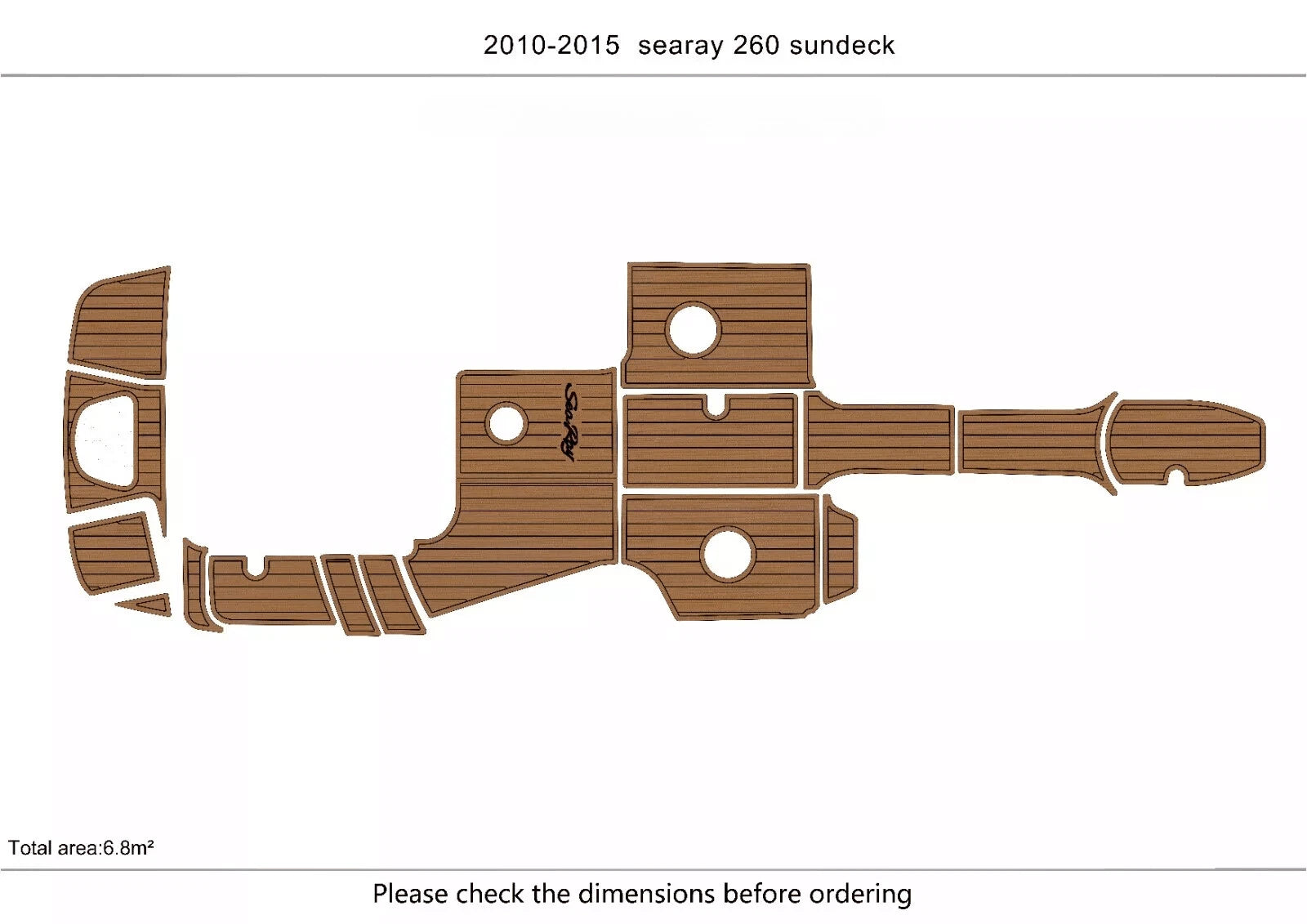 EVA Foam Teak Deck Flooring Pads for Sea Ray Sundeck 260 (2013)