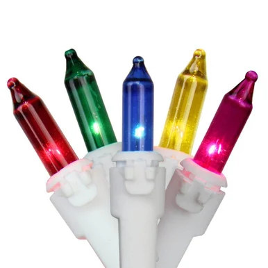 Set of 100 Multi-Color Mini Icicle Christmas Lights 3″ Spacing – White Wire