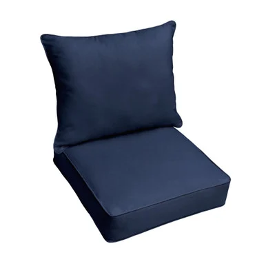 Set of 2 23″ x 25″ Navy Blue Solid Sunbrella Indoor and Outdoor Deep Seating Pillow and Cushion Chairs