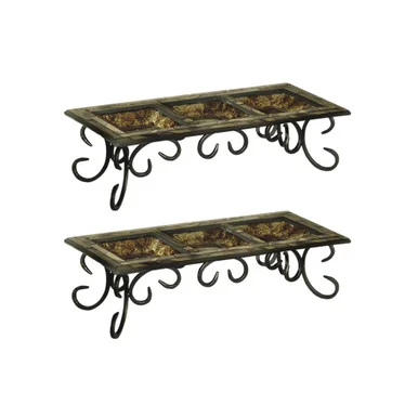 Set of 2 Boa Mosaic Rectangular Candle Holders with Swirls 12″